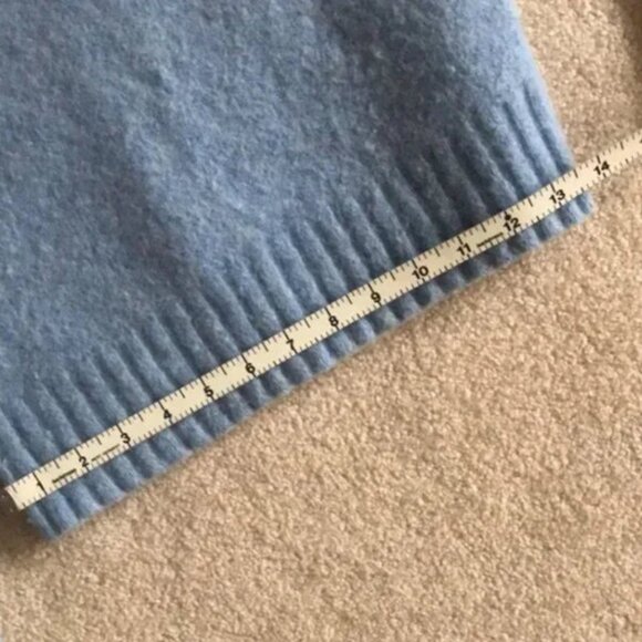 Helmut Lang Pastel Blue Cropped Wool Sweater, XS, Petite, Pullover, Cozy, Winter - Picture 4 of 6